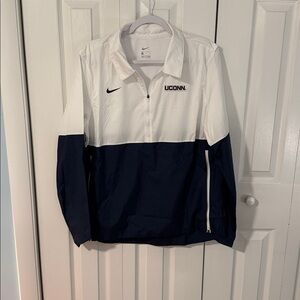 Nike White and Navy Half-Zip Jacket UConn